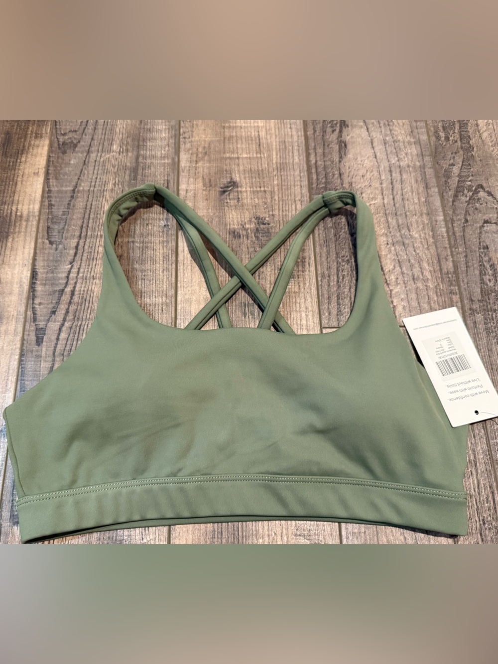 Olive Green Strappy Sports Bra by leapstride A back size small new